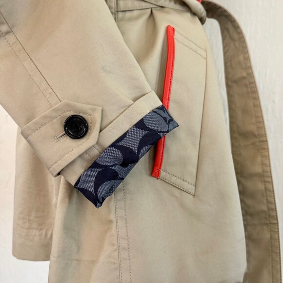 COACH Trench Raincoat Leather Trim w/ Signature Lining (LIKE NEW) - Picture 5 of 9